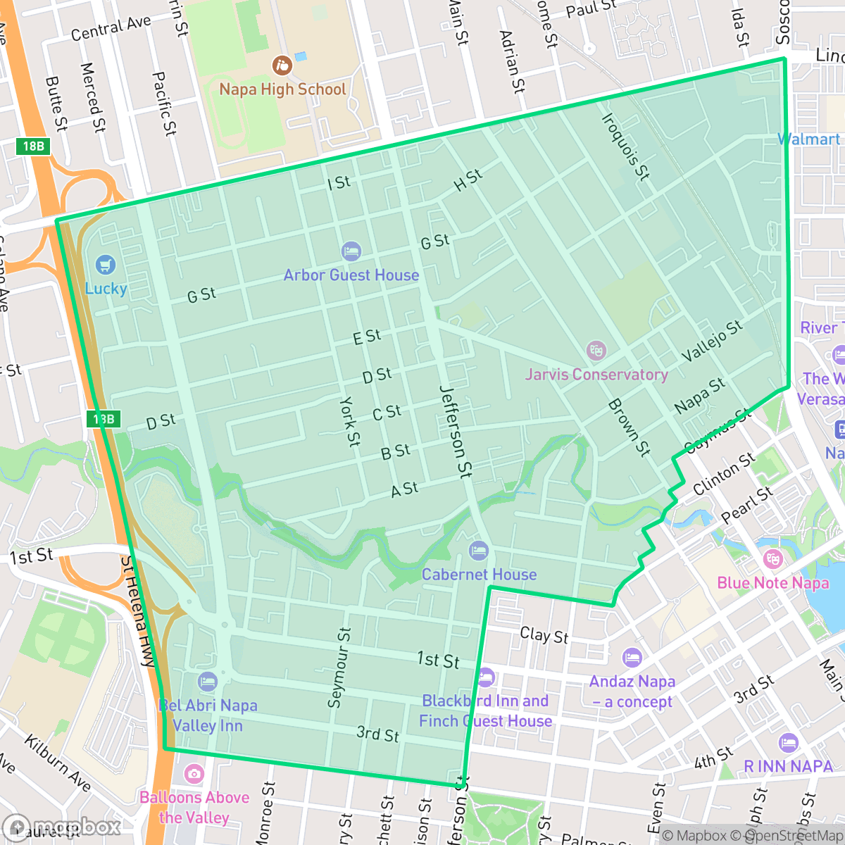 Map showing the location of Central, Napa, CA