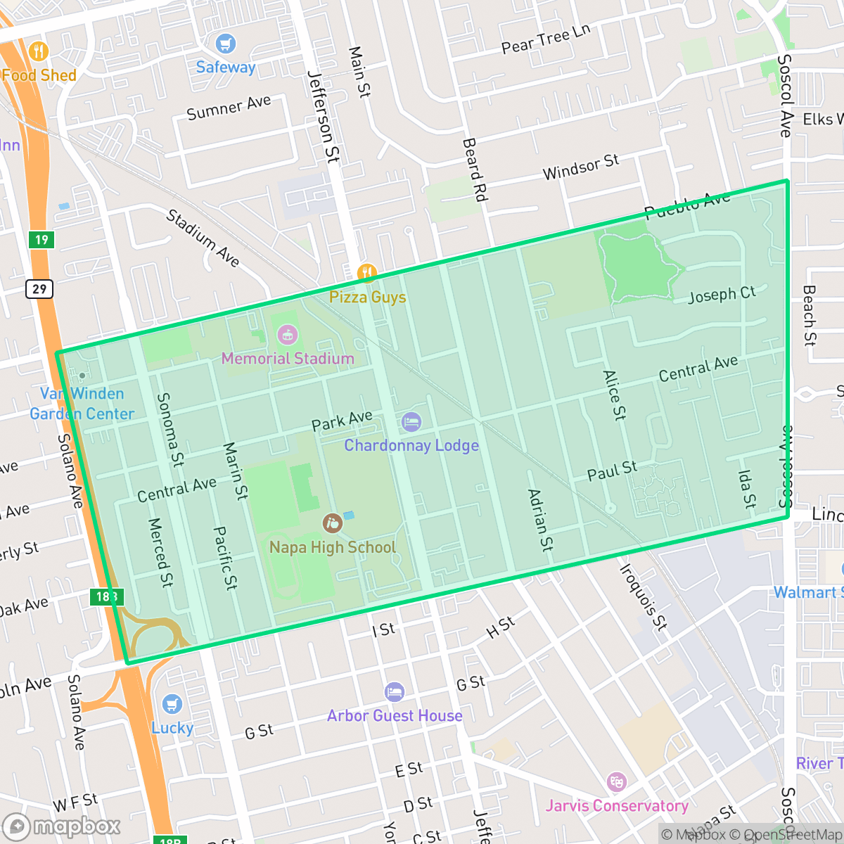 Map showing the location of Mcpherson, Napa, CA