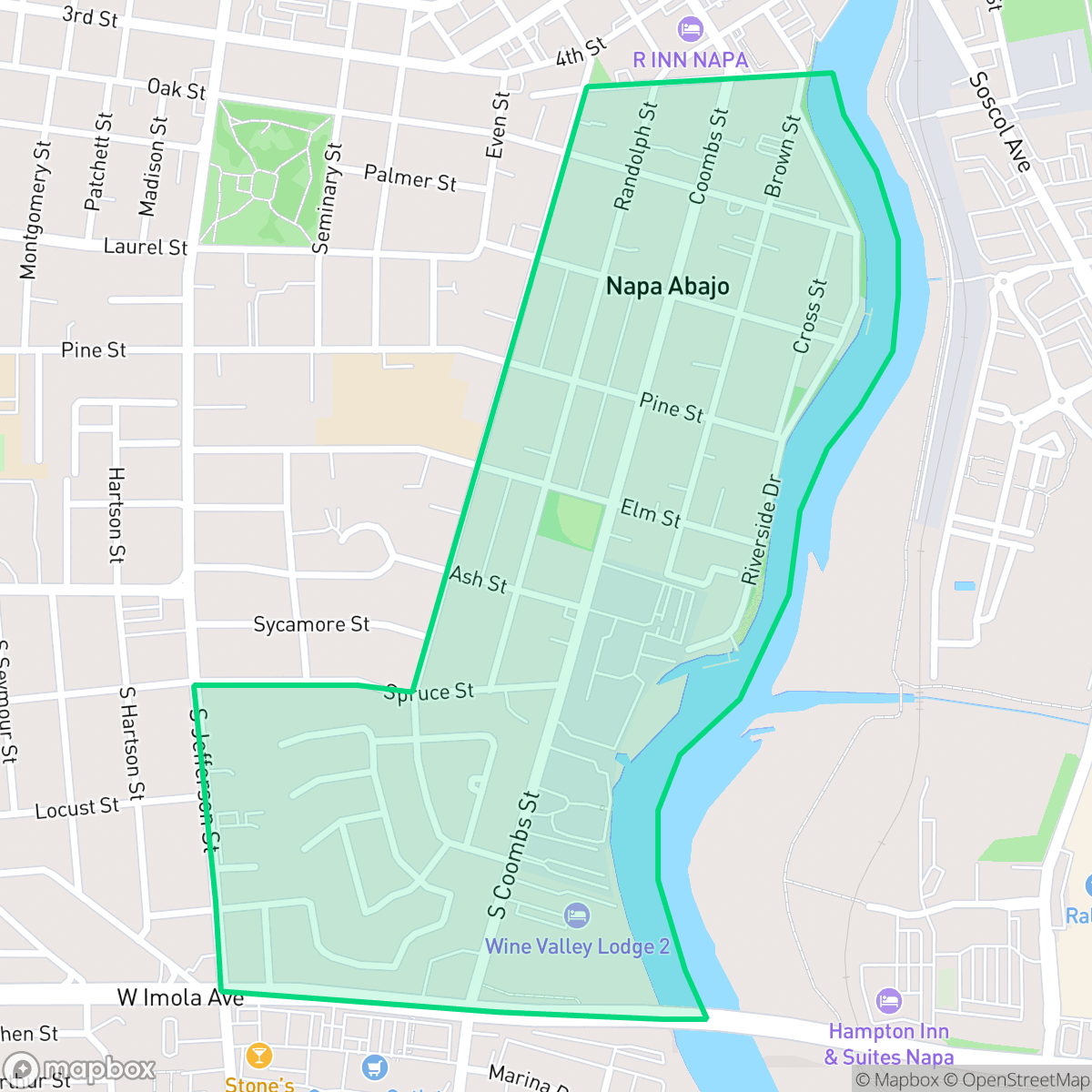 Map showing the location of Napa Abajo, Napa, CA