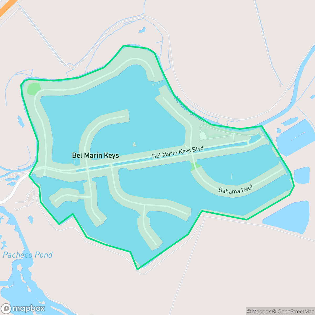Map showing the location of Bel Marin Keys, Novato, CA