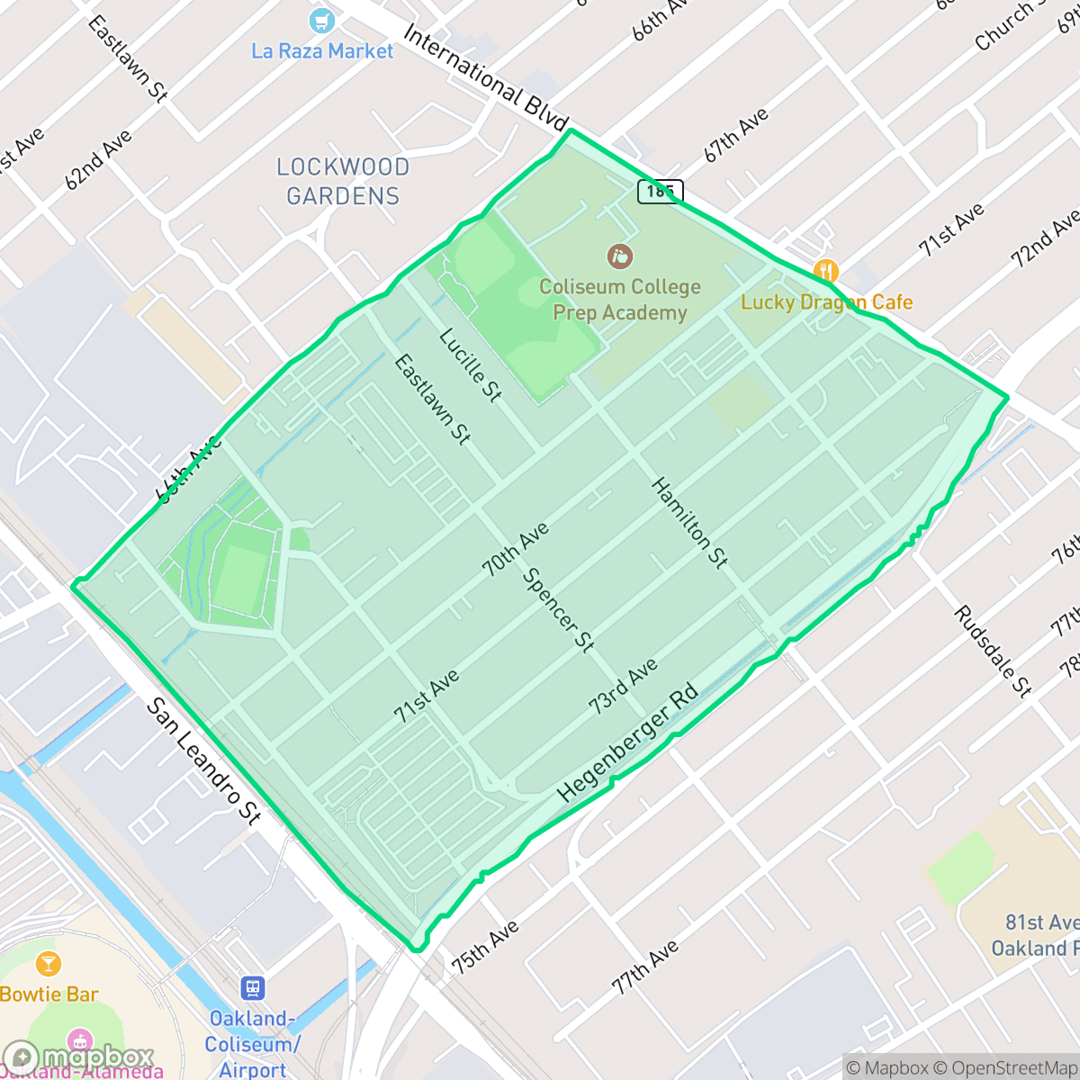 Map showing the location of Coliseum, Oakland, CA