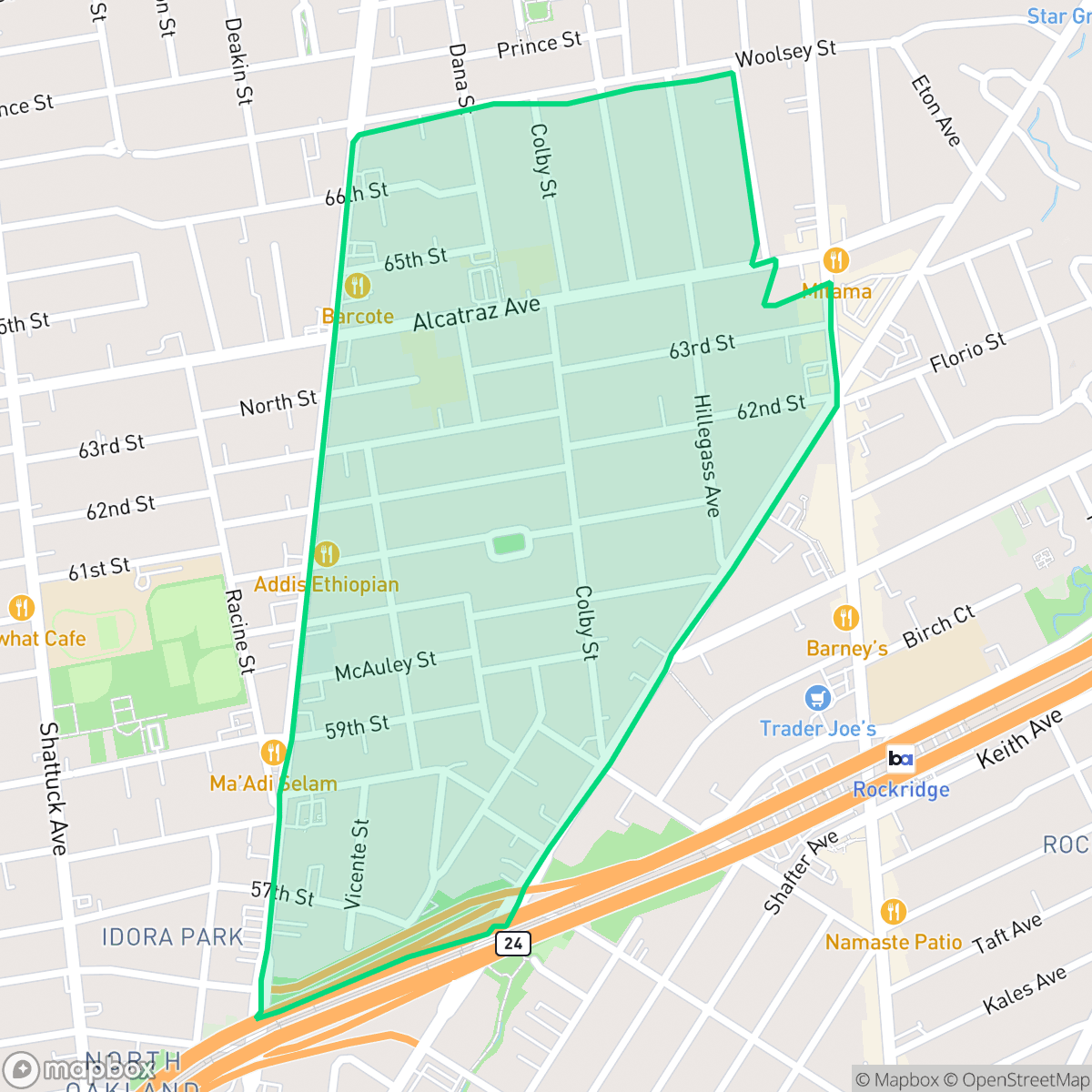Map showing the location of Fairview Park, Oakland, CA