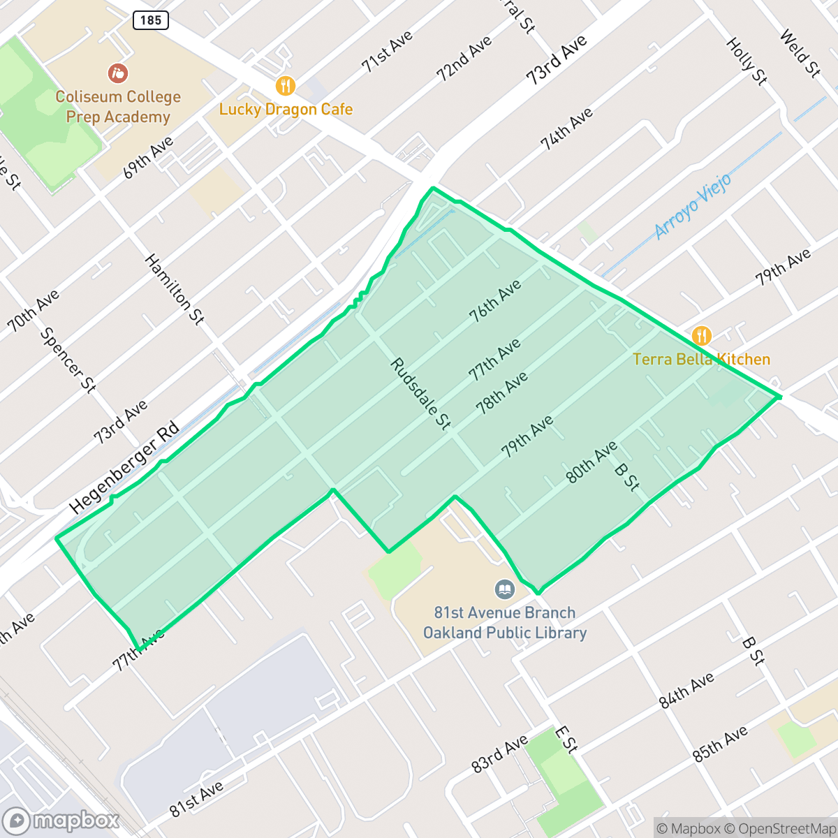 Map showing the location of Fitchburg, Oakland, CA