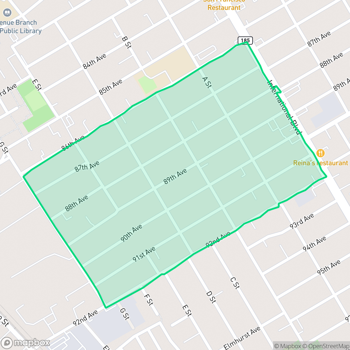 Map showing the location of Highland, Oakland, CA