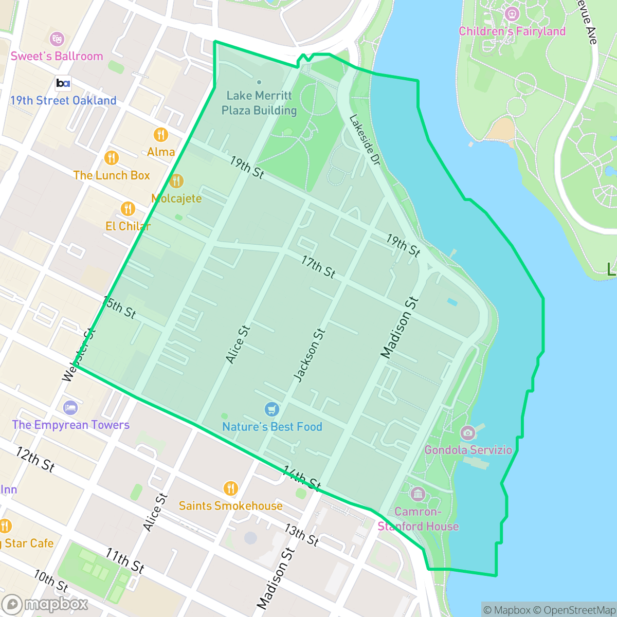 Map showing the location of Lakewide, Oakland, CA