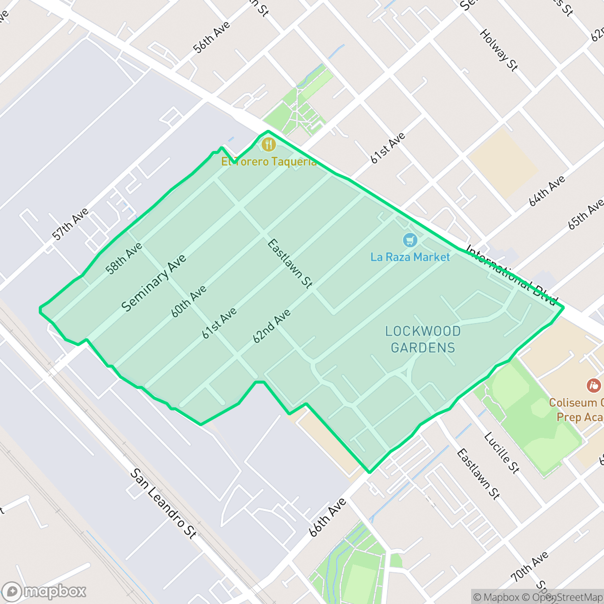 Map showing the location of Lockwood Tevis, Oakland, CA