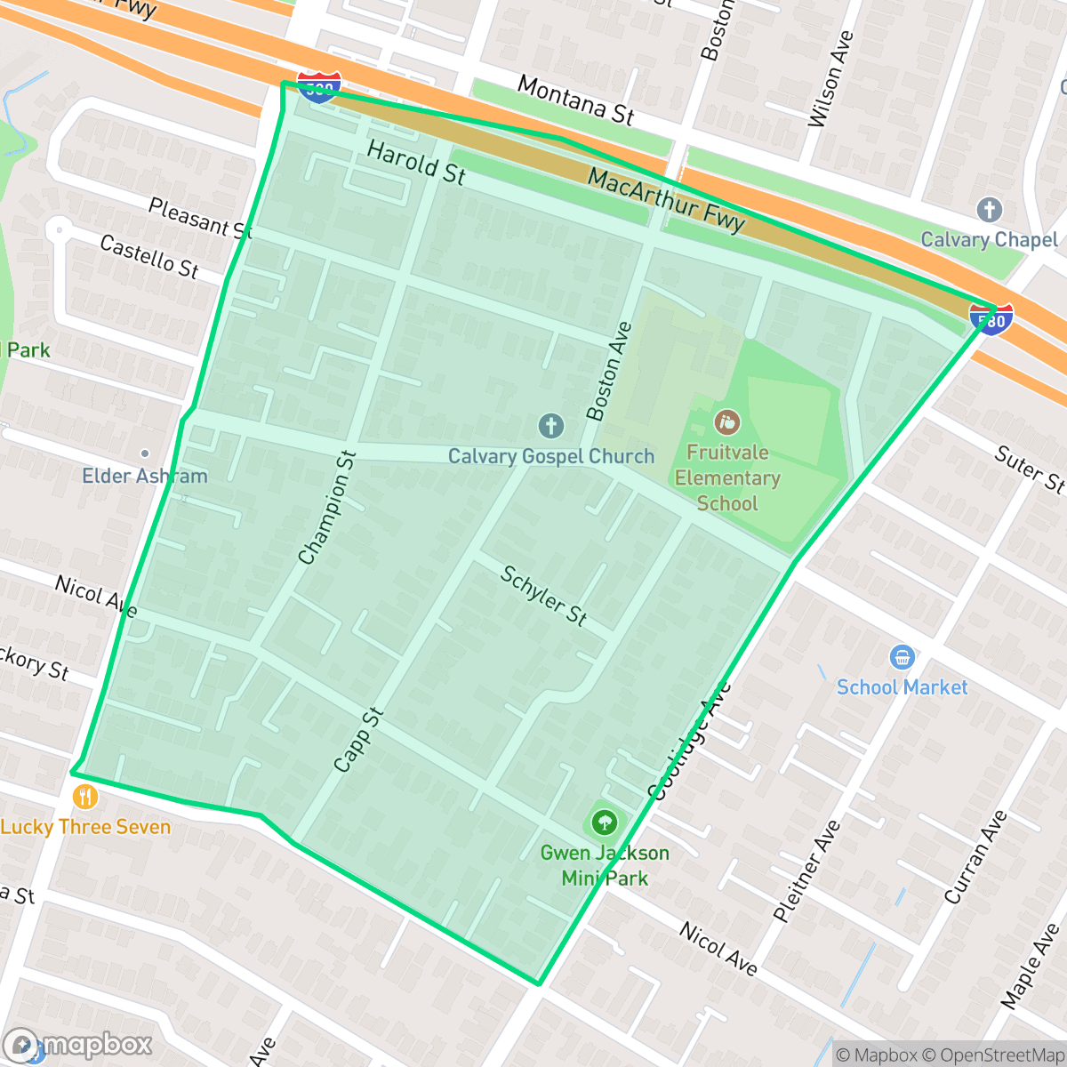 Map showing the location of School, Oakland, CA