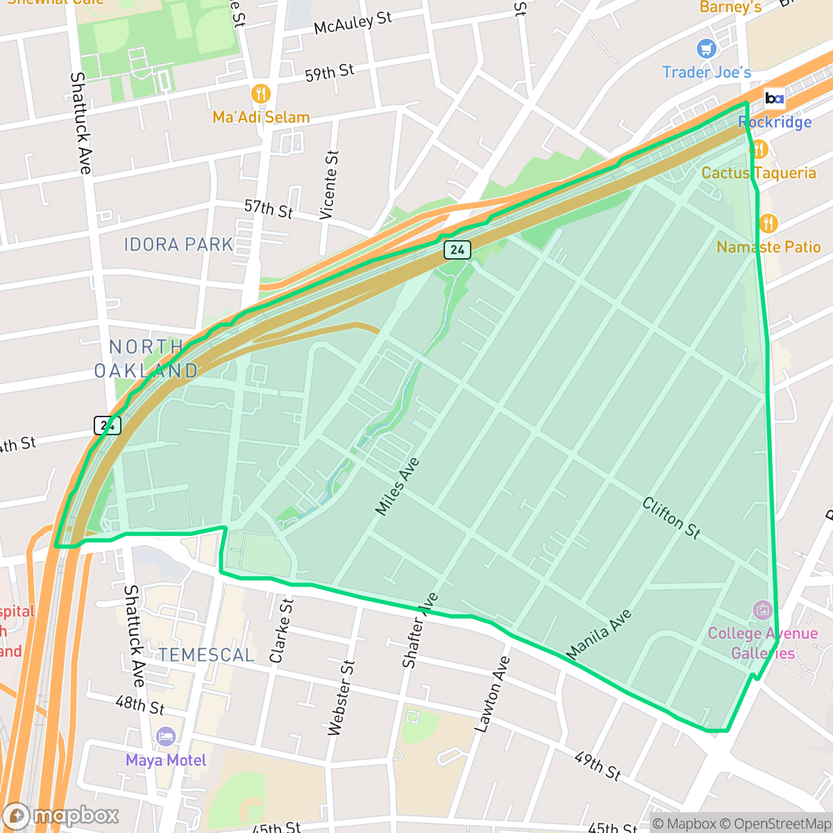 Map showing the location of Shafter, Oakland, CA