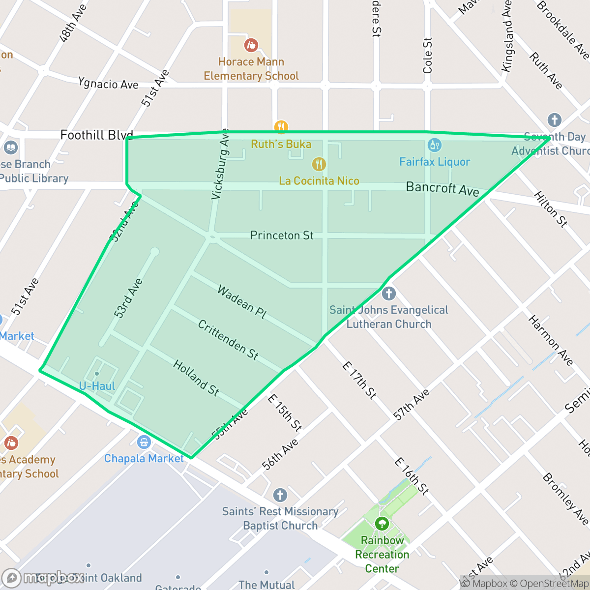 Map showing the location of Wentworth Holland, Oakland, CA