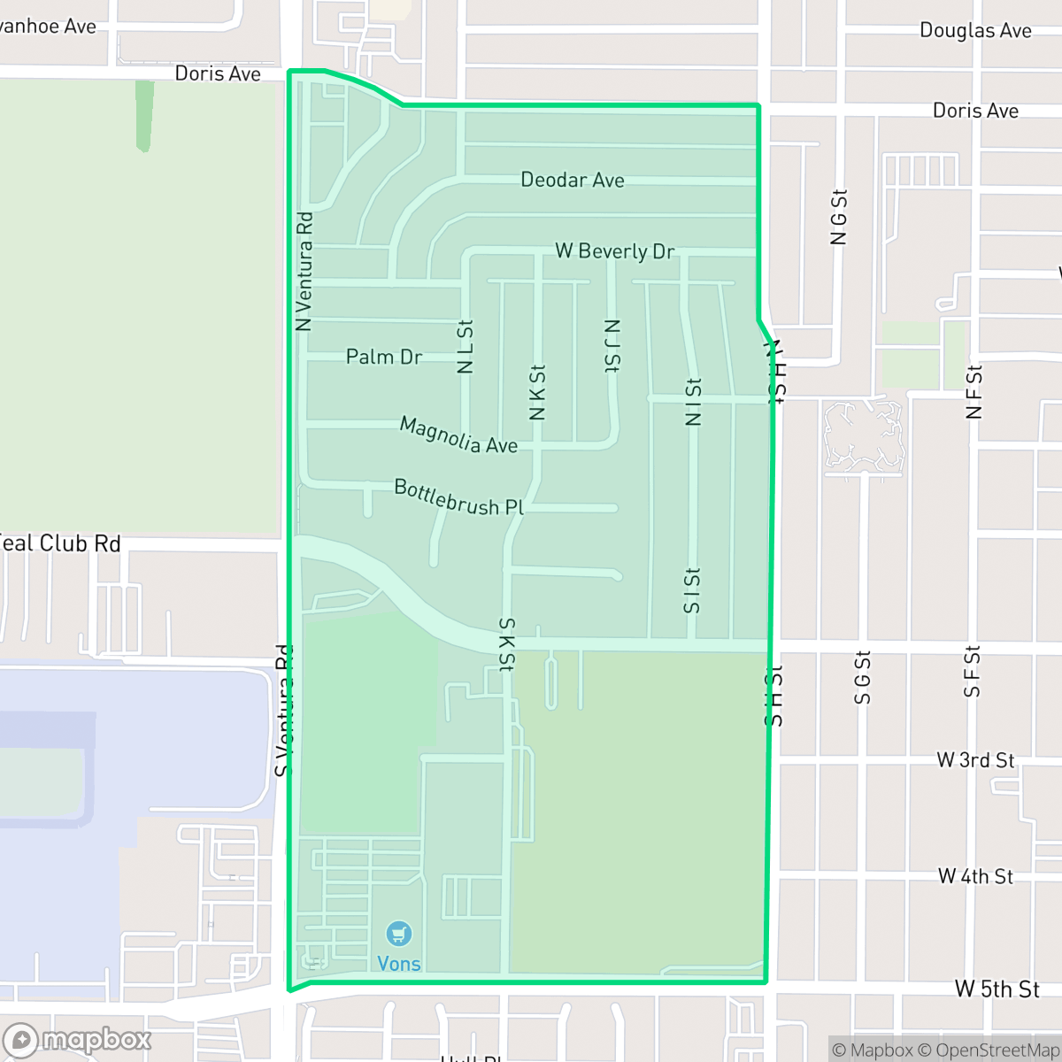 Map showing the location of Fremont South, Oxnard, CA
