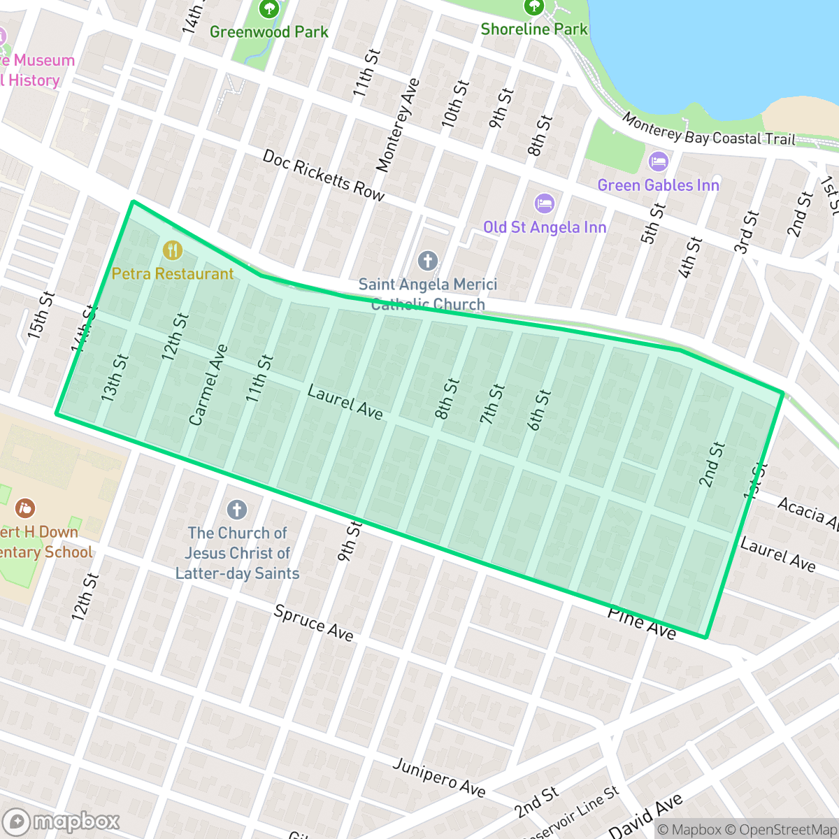 Map showing the location of First Addition, Pacific Grove, CA