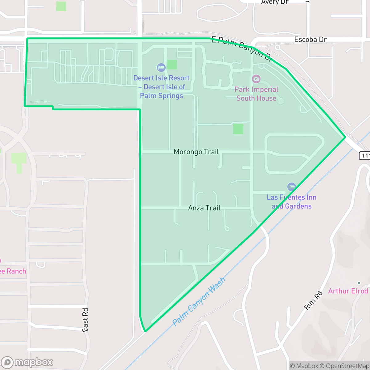 Map showing the location of Araby Commons, Palm Springs, CA