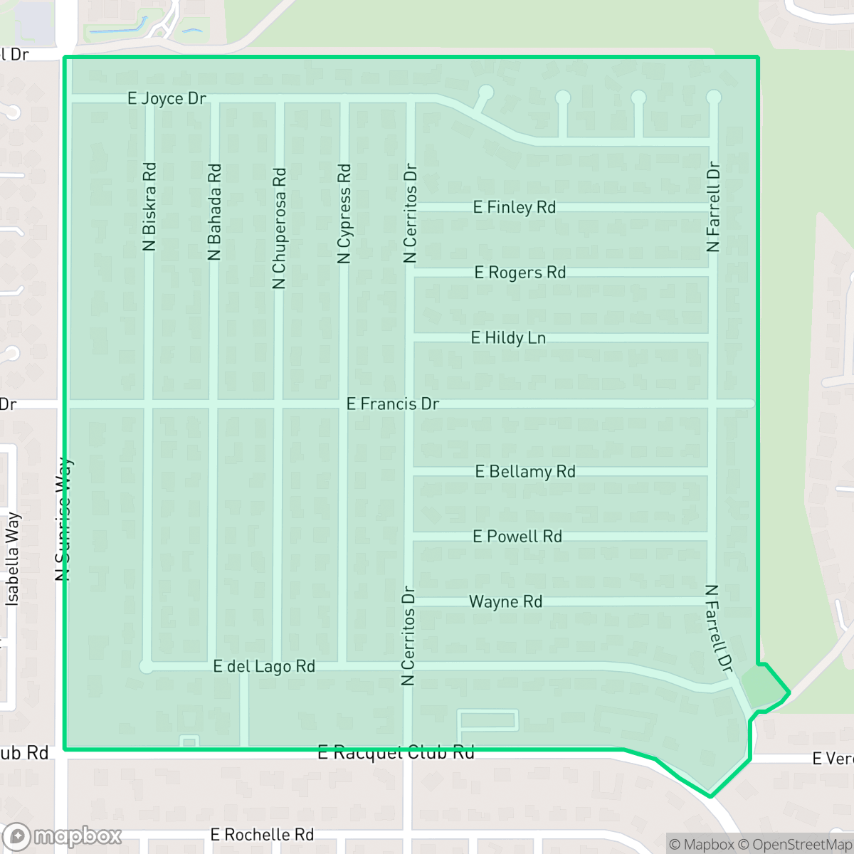 Map showing the location of Desert Park Estates, Palm Springs, CA