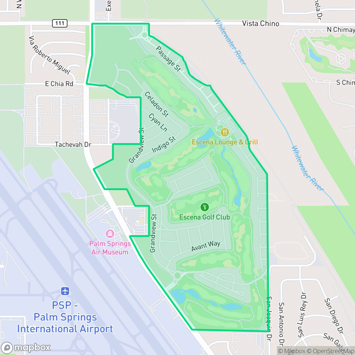 Map showing the location of Escena, Palm Springs, CA