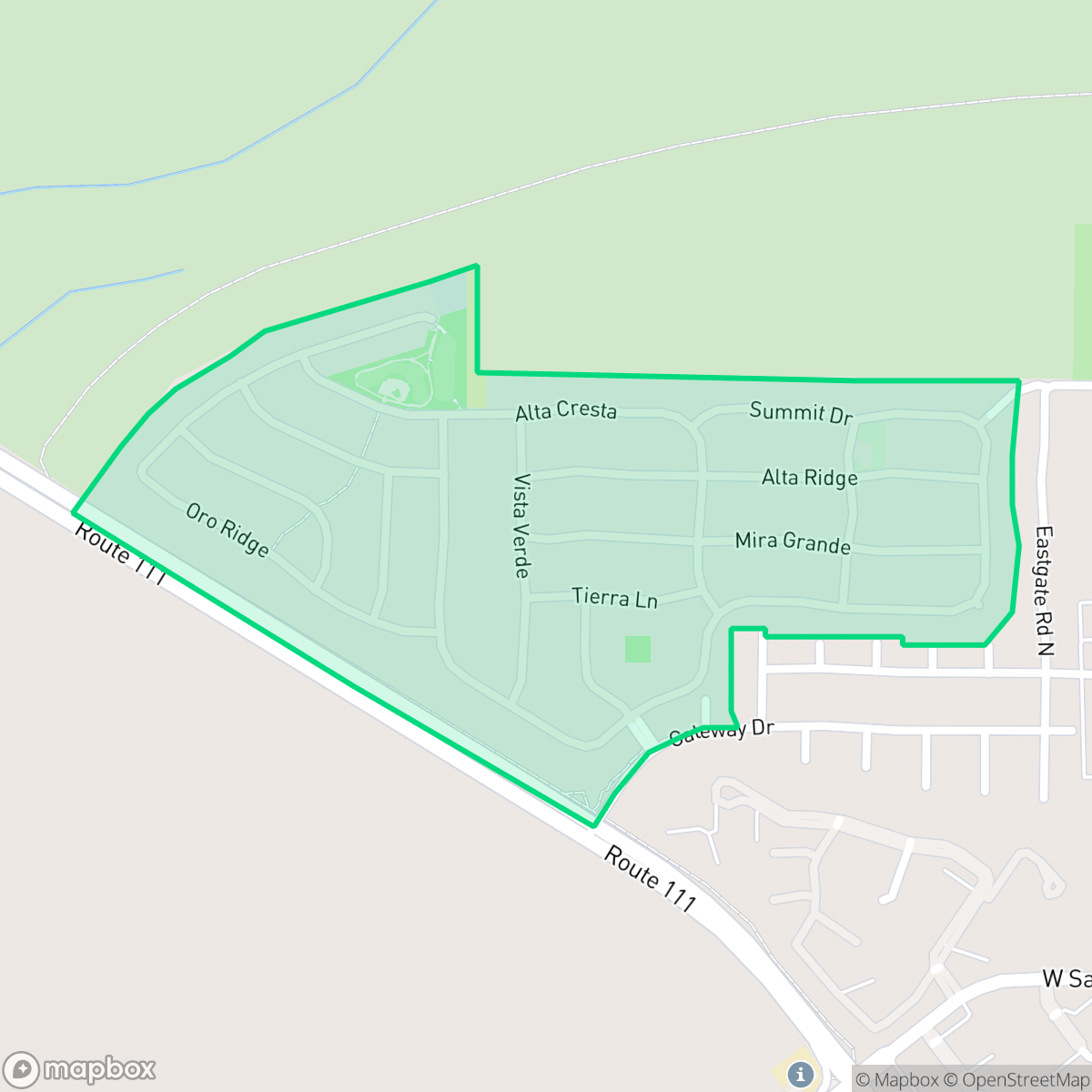 Map showing the location of Mountain Gate, Palm Springs, CA