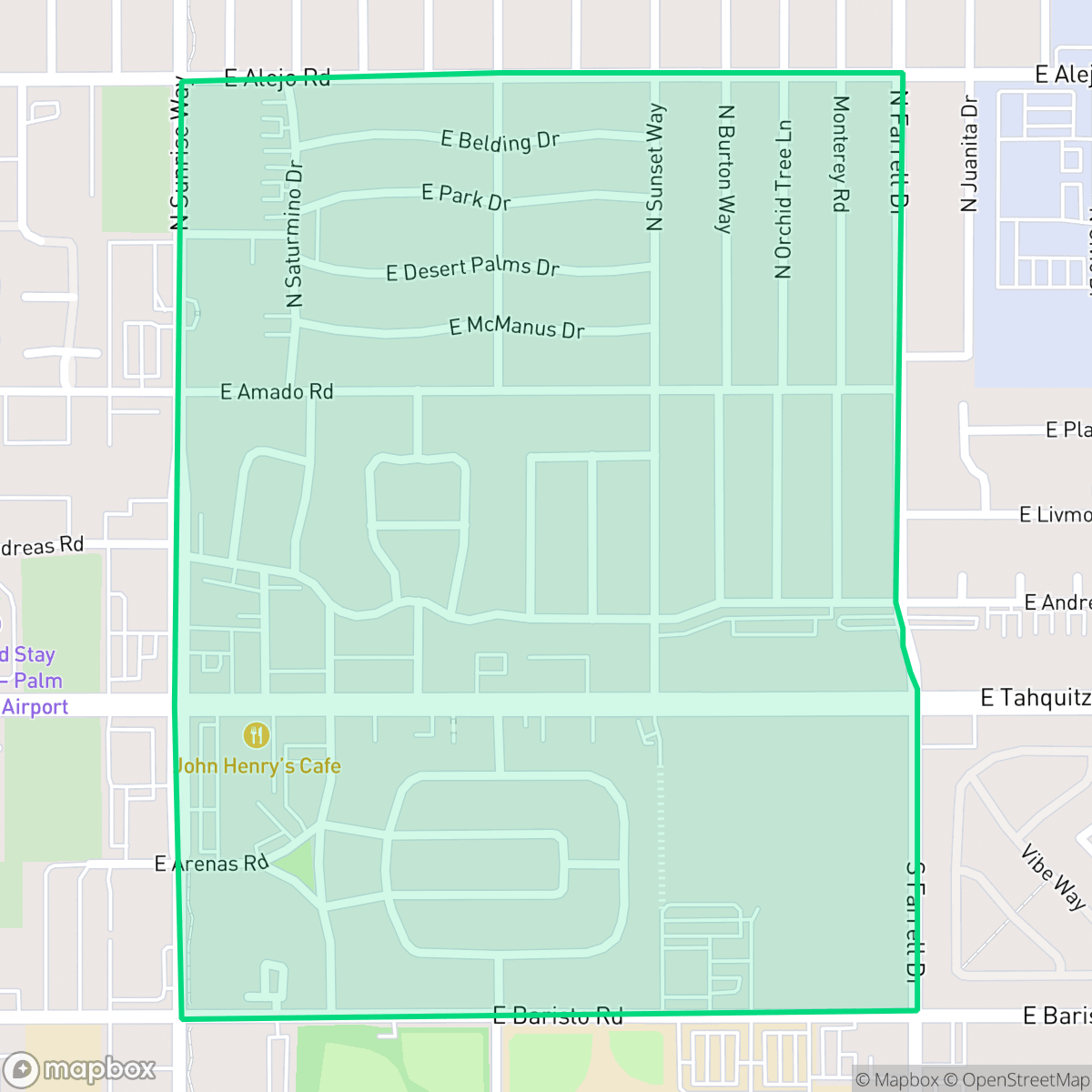 Map showing the location of Sunrise Park, Palm Springs, CA