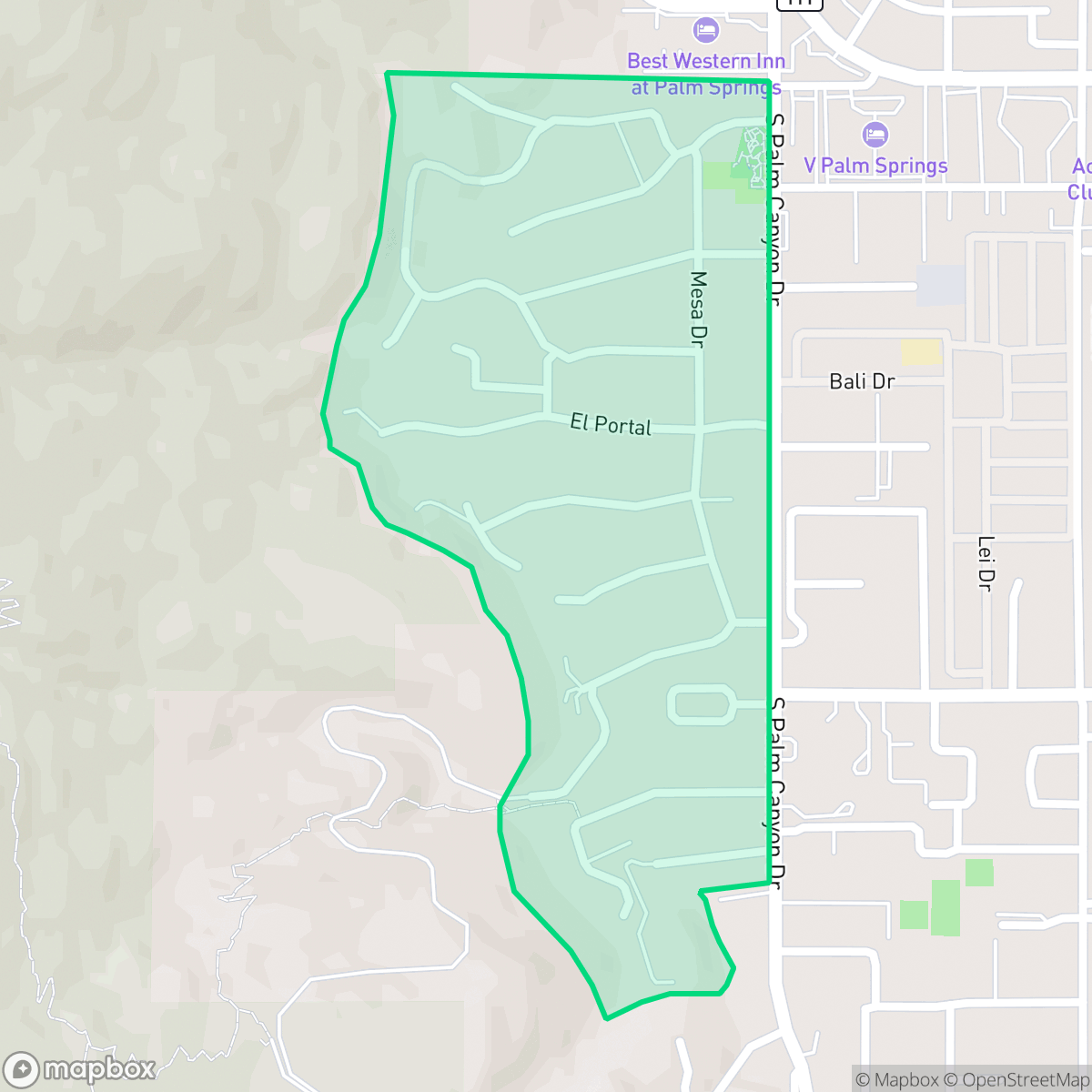 Map showing the location of The Mesa, Palm Springs, CA