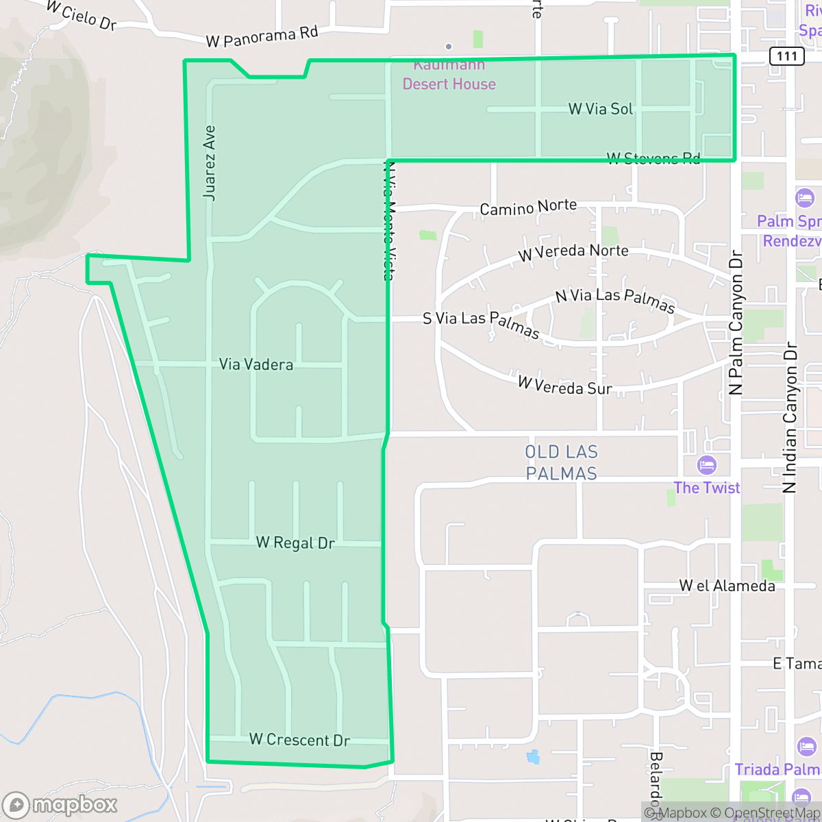 Map showing the location of Vista Las Palmas, Palm Springs, CA