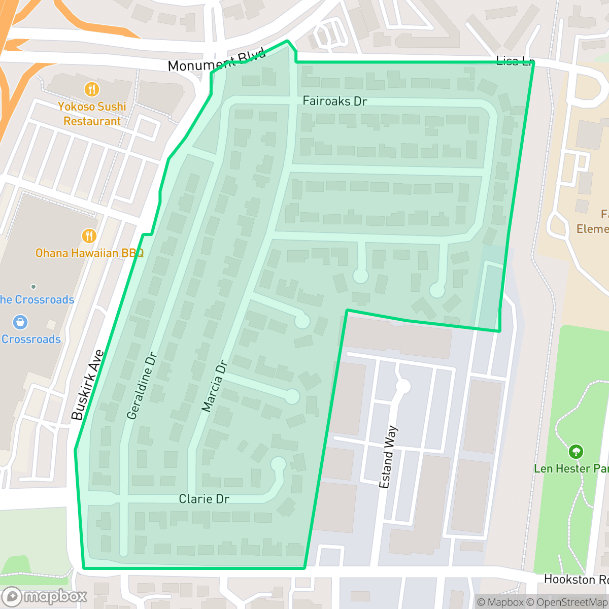 Map showing the location of Fair Oaks, Pleasant Hill, CA