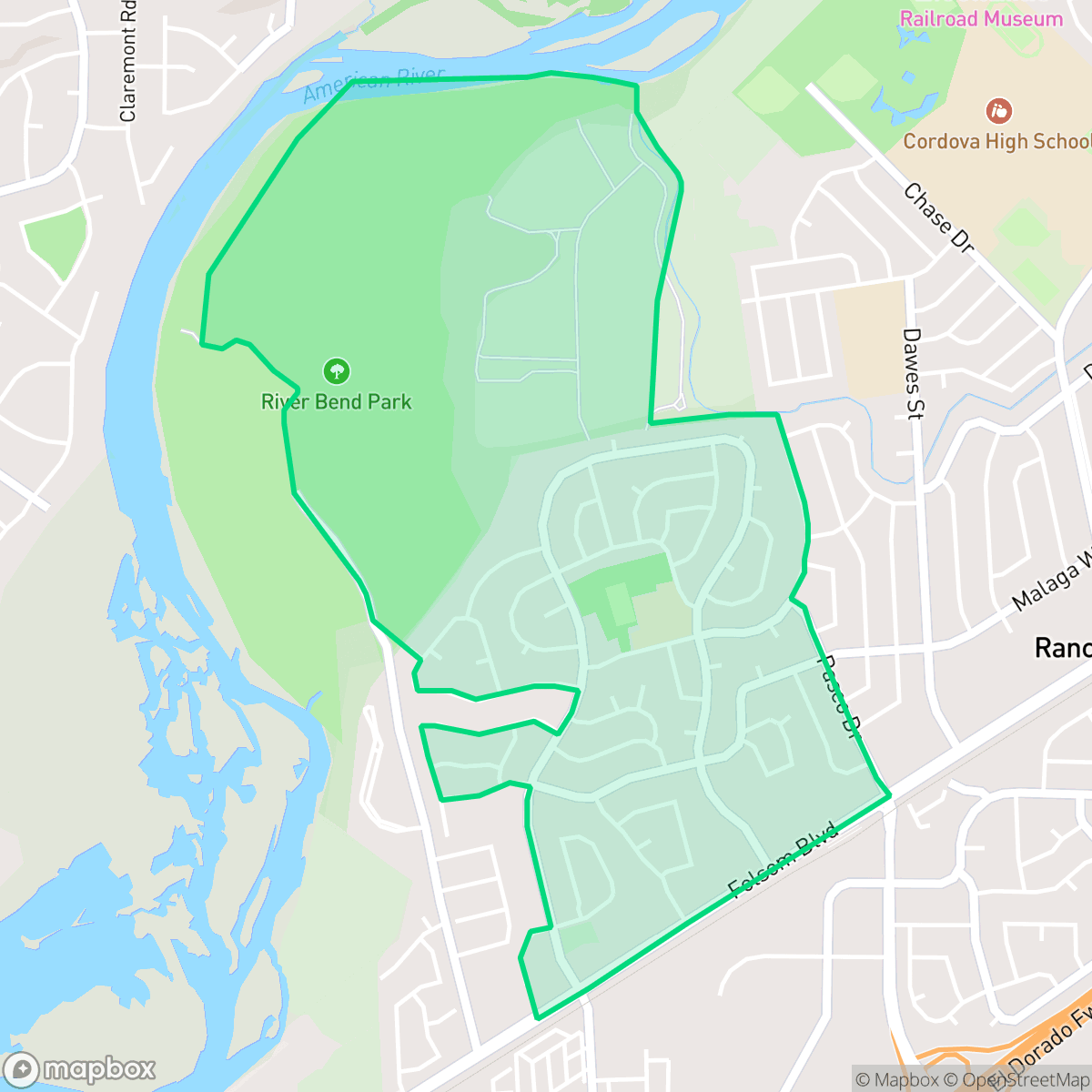 Map showing the location of Cordova Meadows, Rancho Cordova, CA