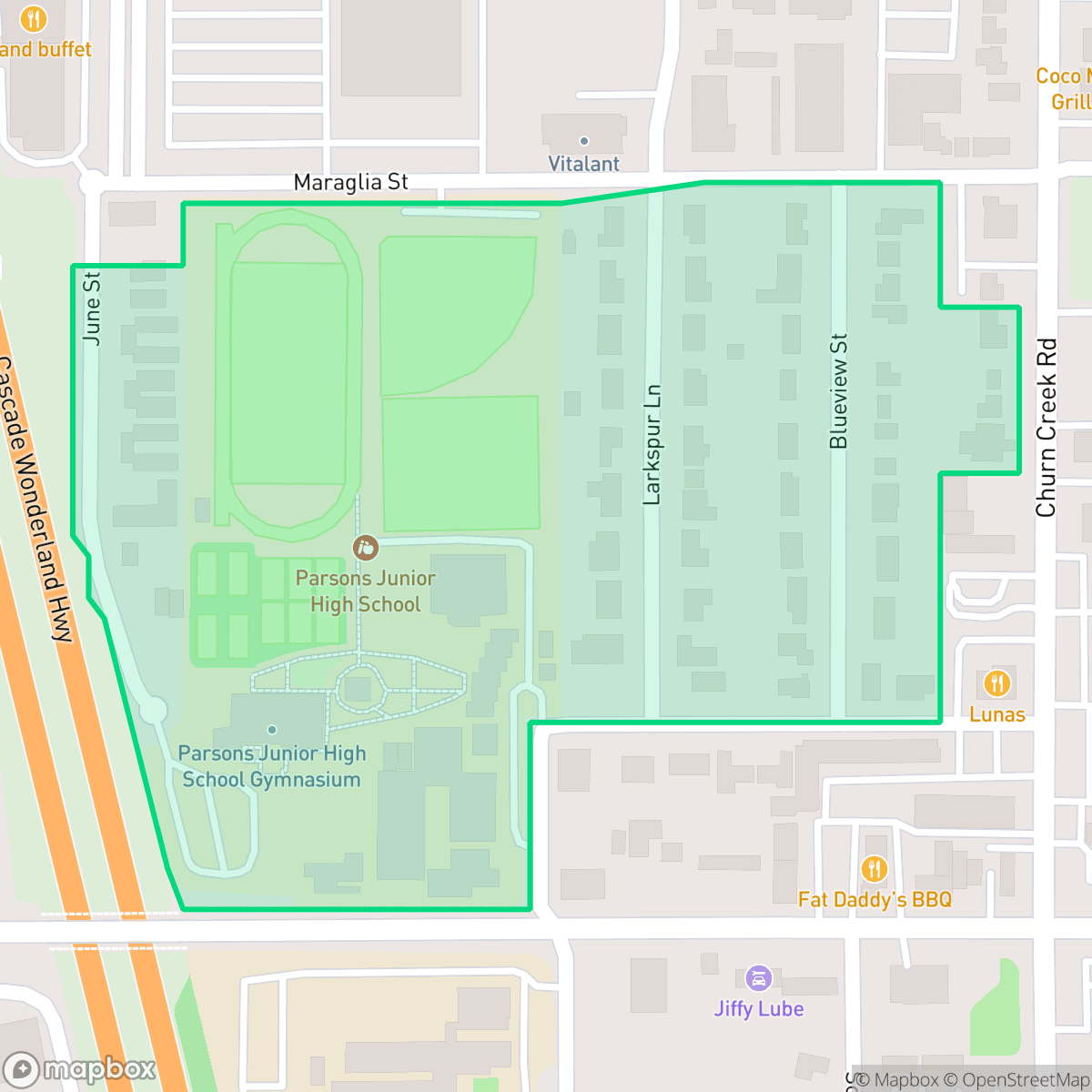 Map showing the location of Parsons, Redding, CA