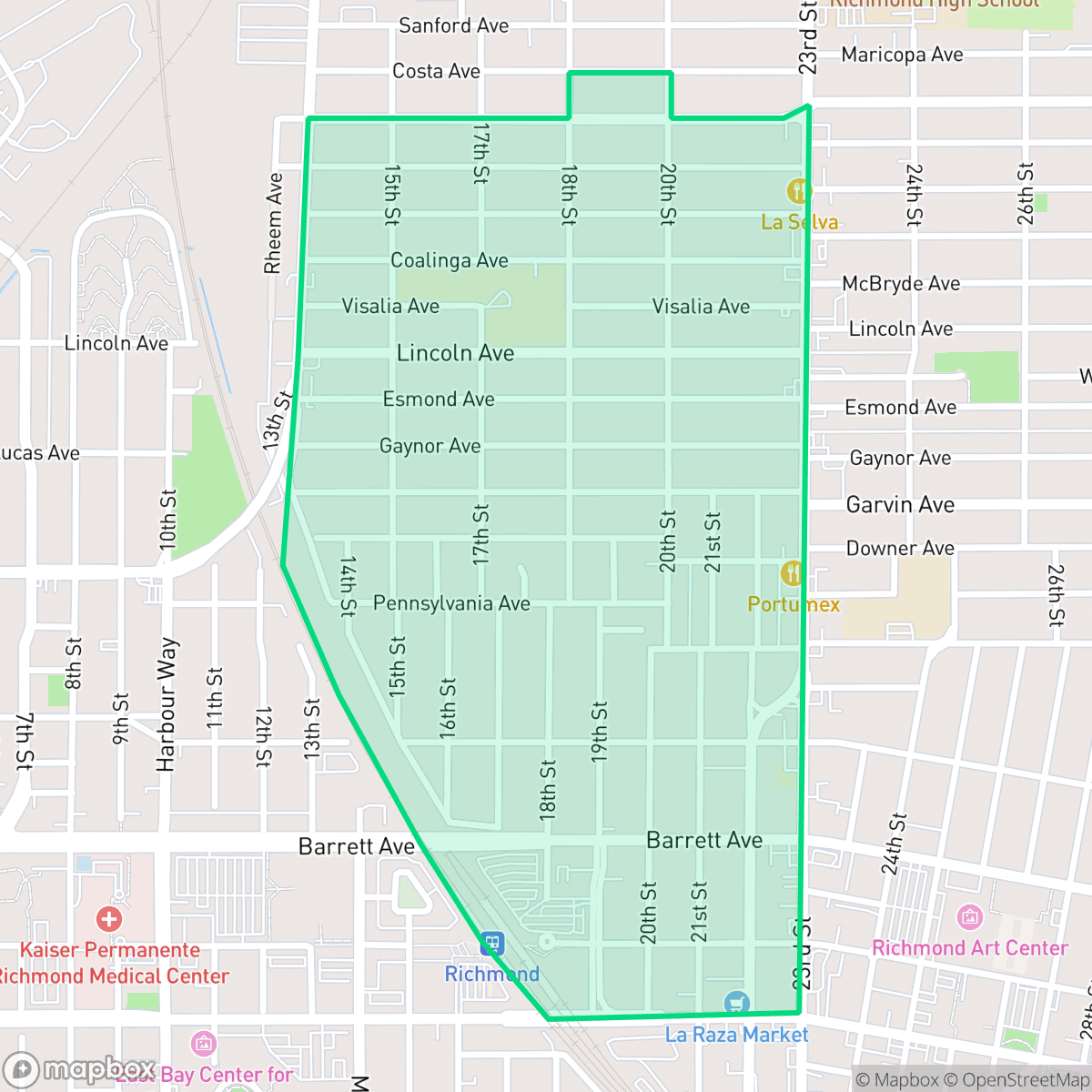 Map showing the location of Belding/Woods, Richmond, CA
