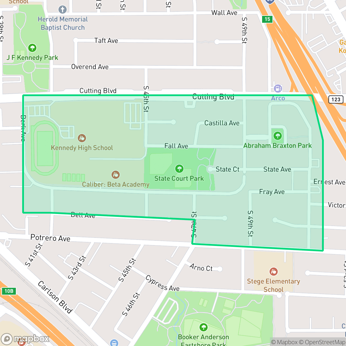 Map showing the location of Laurel Park, Richmond, CA
