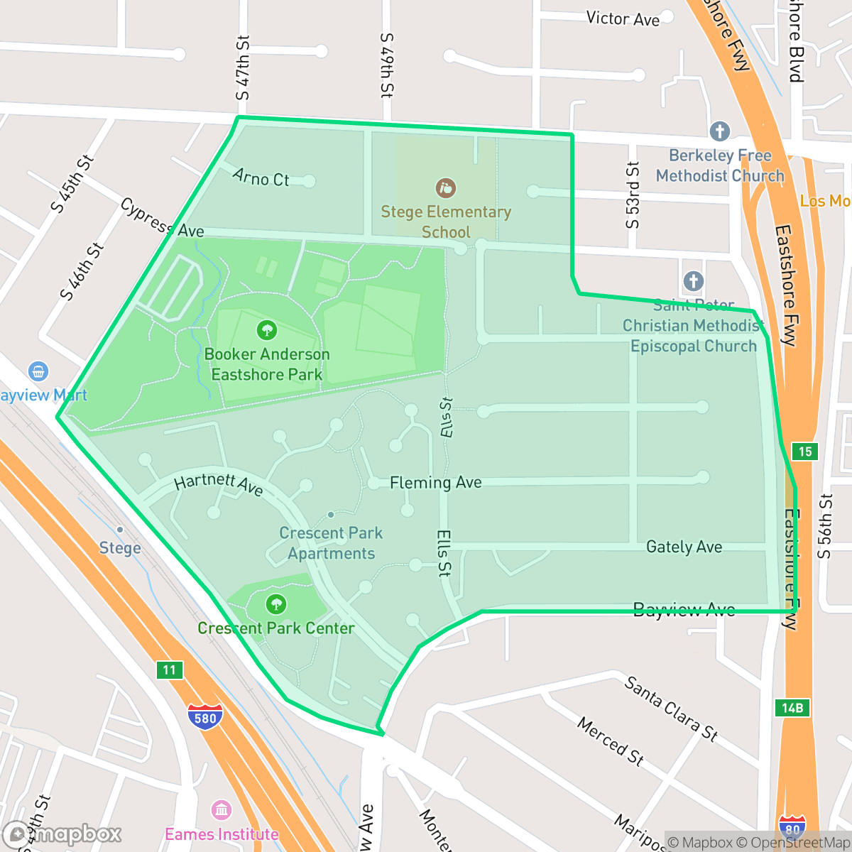 Map showing the location of Parkview, Richmond, CA