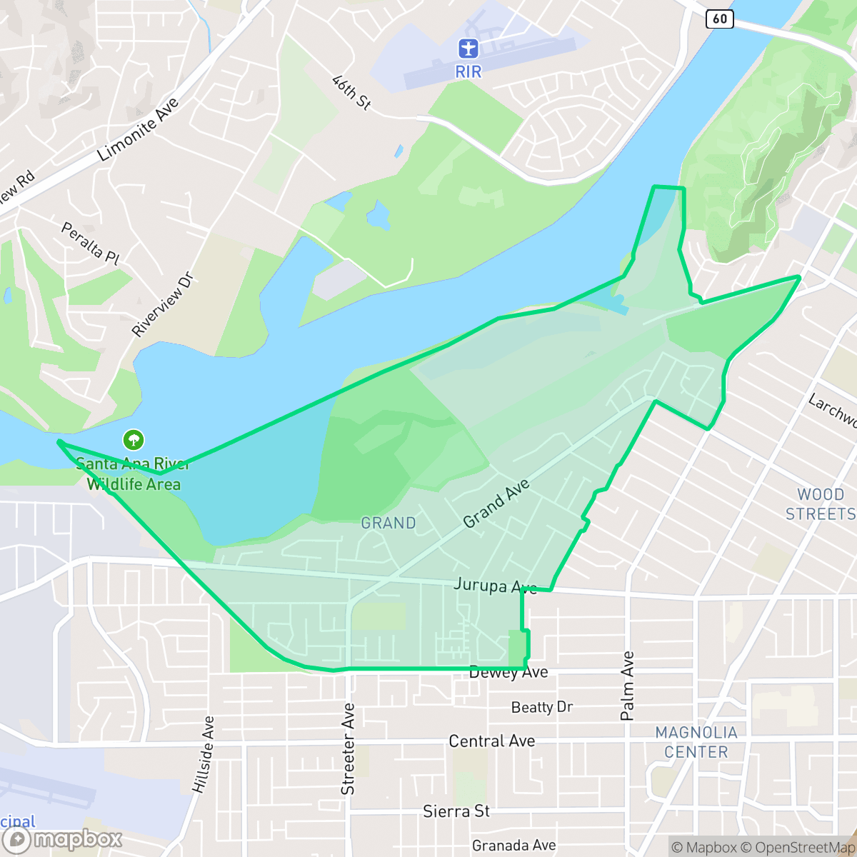 Map showing the location of Grand, Riverside, CA