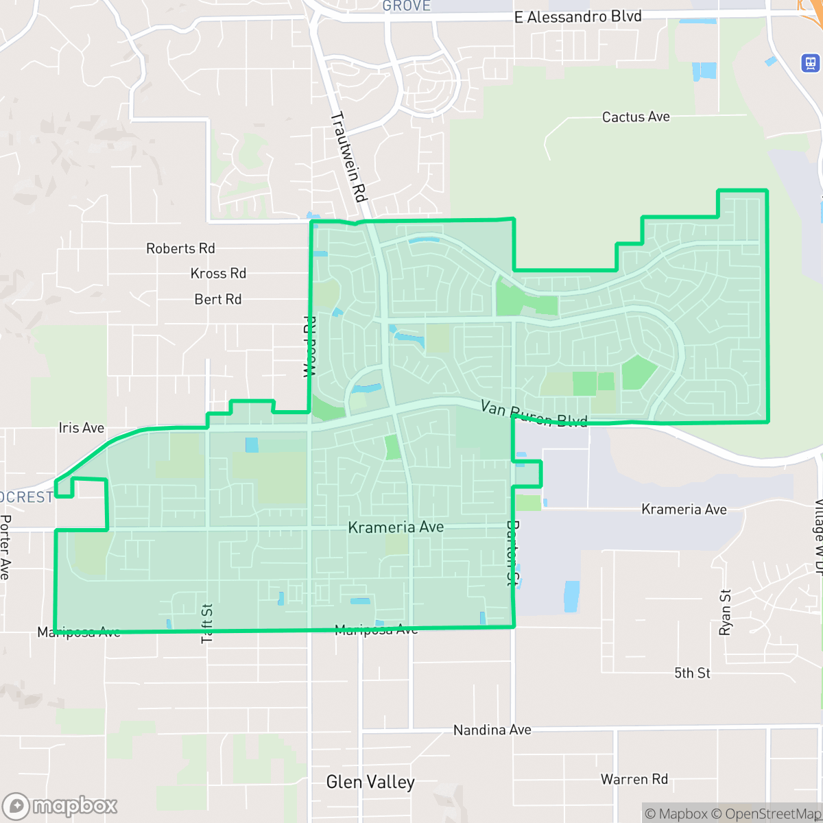 Map showing the location of Orangecrest, Riverside, CA