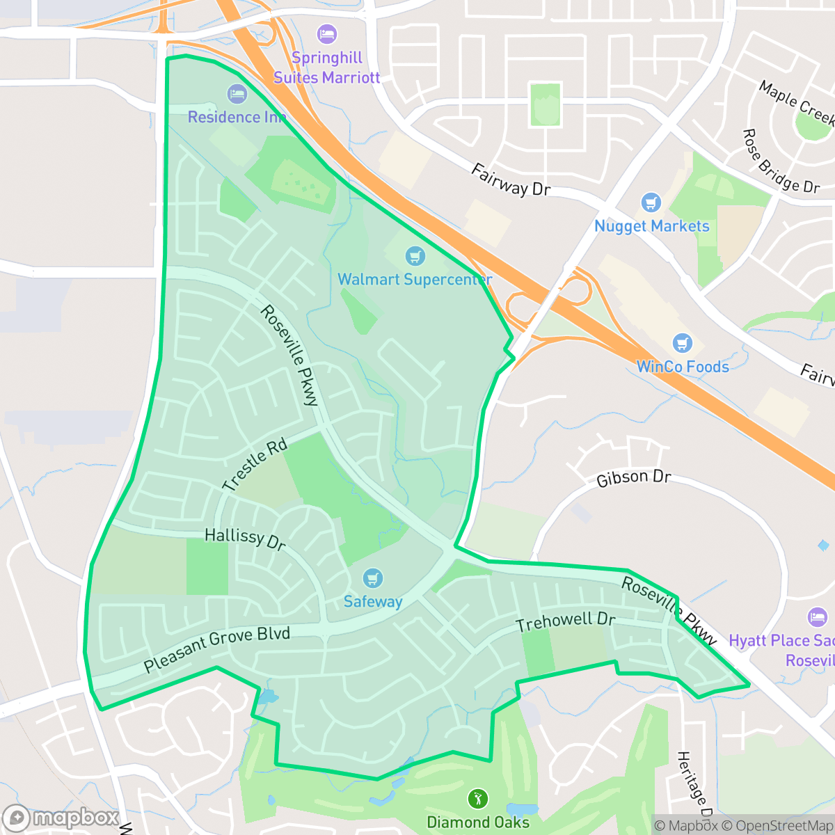 Map showing the location of Highland Reserve, Roseville, CA