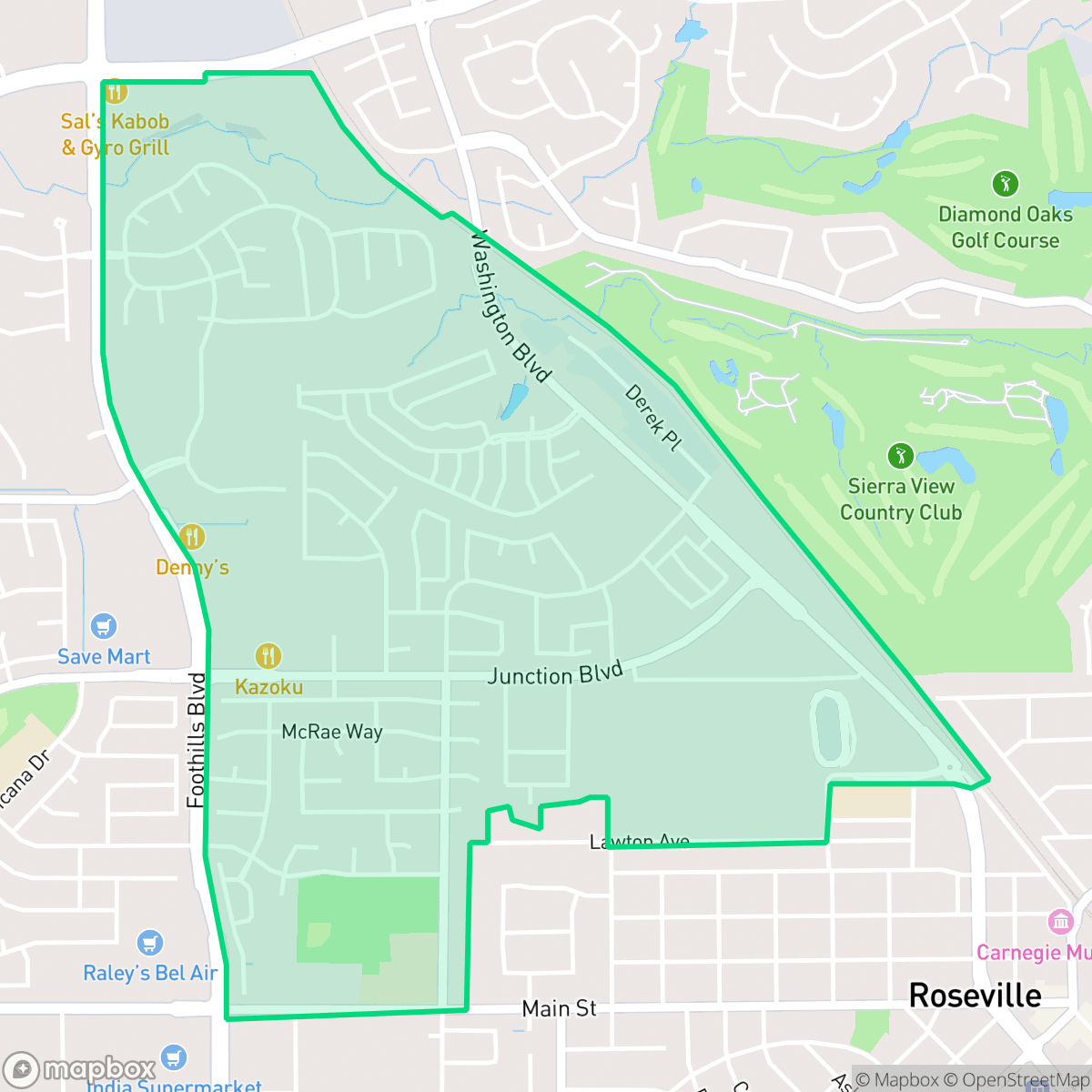 Map showing the location of Kaseberg-Kingswood, Roseville, CA