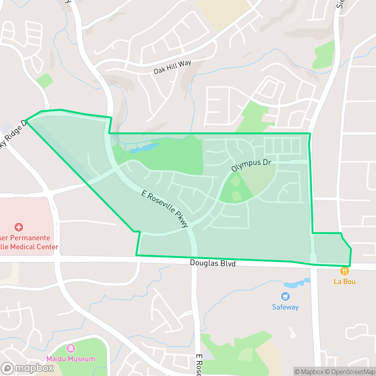 Map showing the location of Olympus Pointe, Roseville, CA