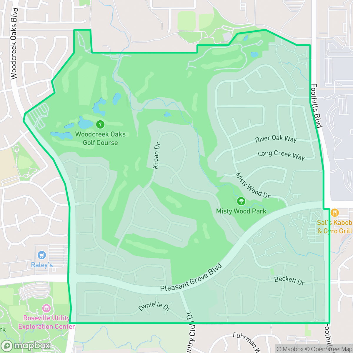 Map showing the location of Pleasant Grove, Roseville, CA