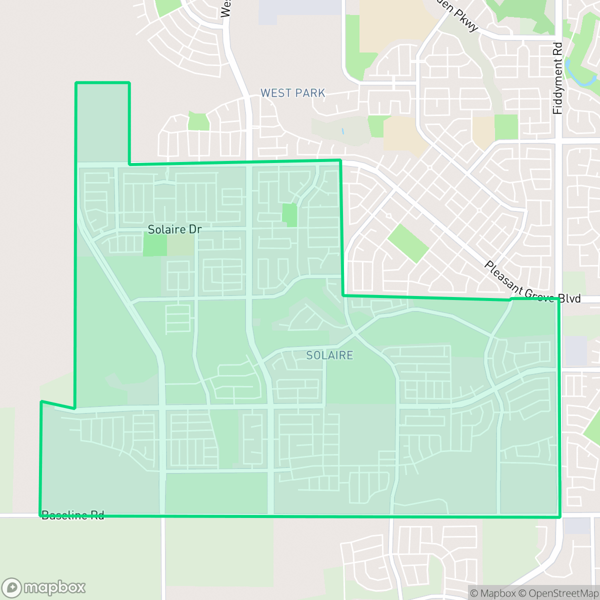 Map showing the location of Solaire, Roseville, CA