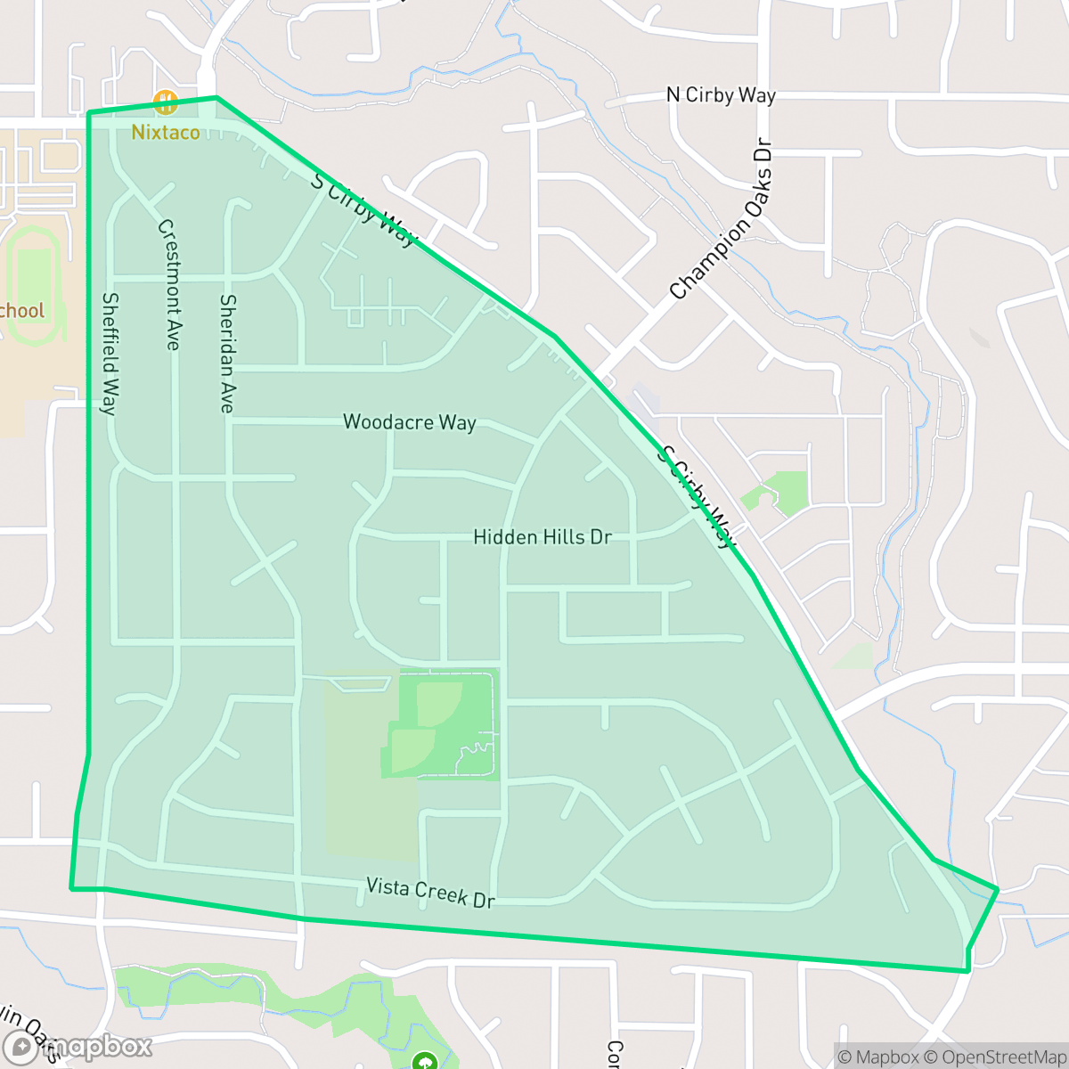 Map showing the location of South Cirby, Roseville, CA