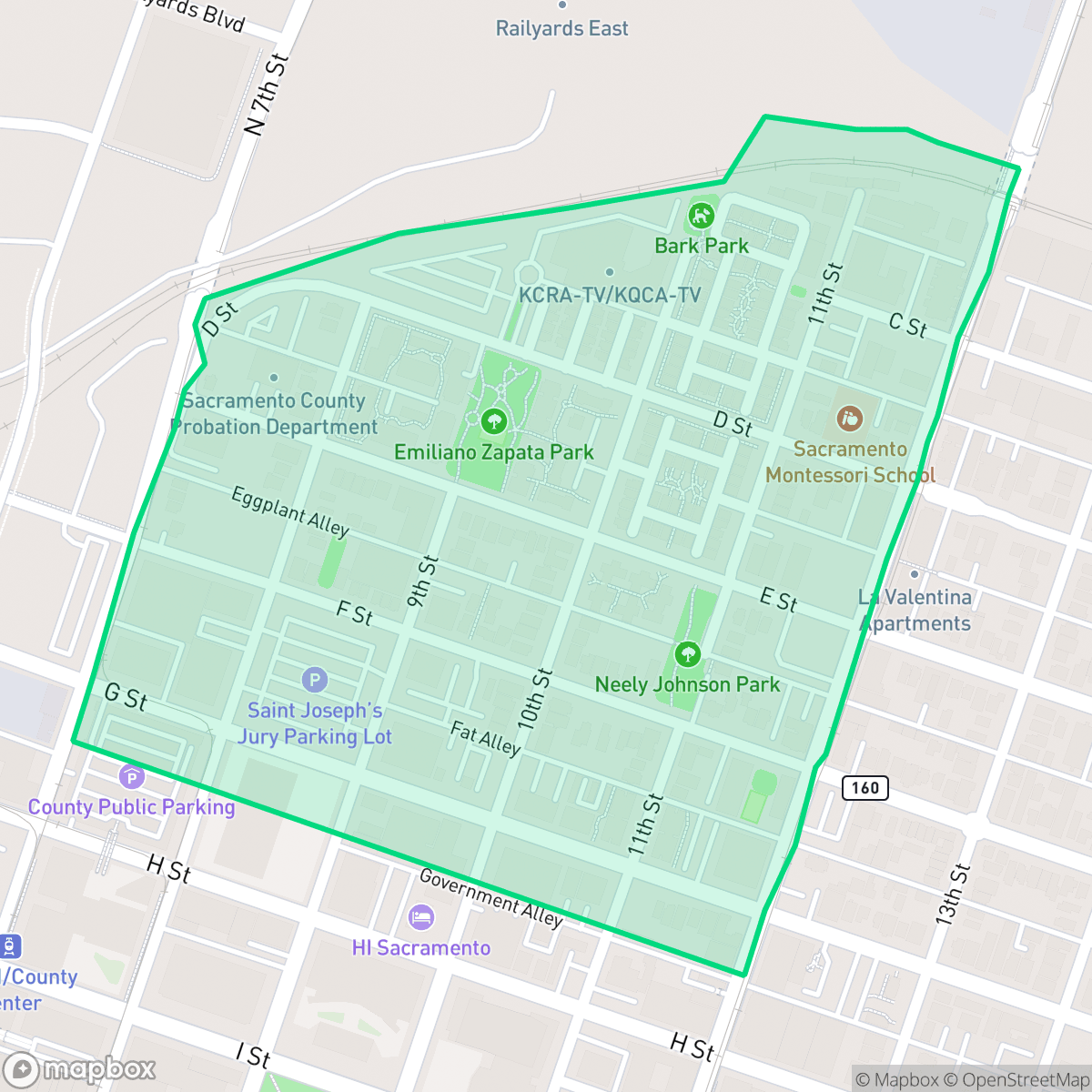 Map showing the location of Alkali Flat, Sacramento, CA