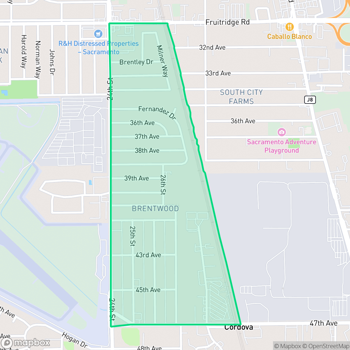 Map showing the location of Brentwood, Sacramento, CA
