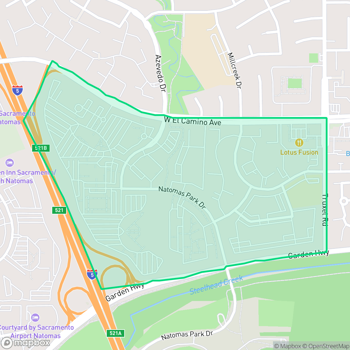 Map showing the location of Natomas Corporate Center, Sacramento, CA