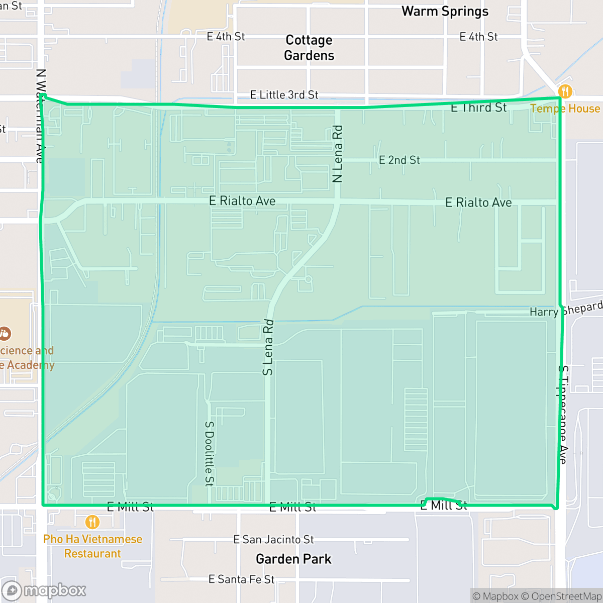Map showing the location of International, San Bernardino, CA