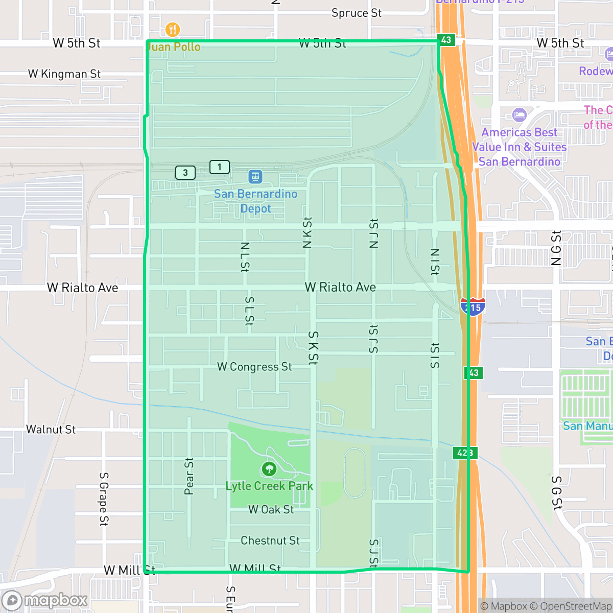 Map showing the location of Lytle Creek, San Bernardino, CA