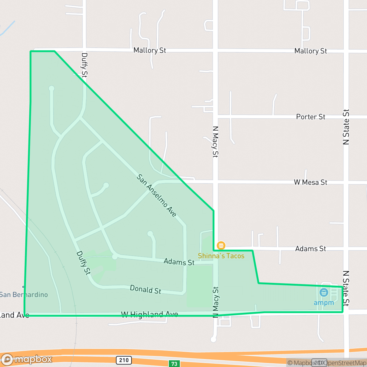 Map showing the location of San Anselmo, San Bernardino, CA