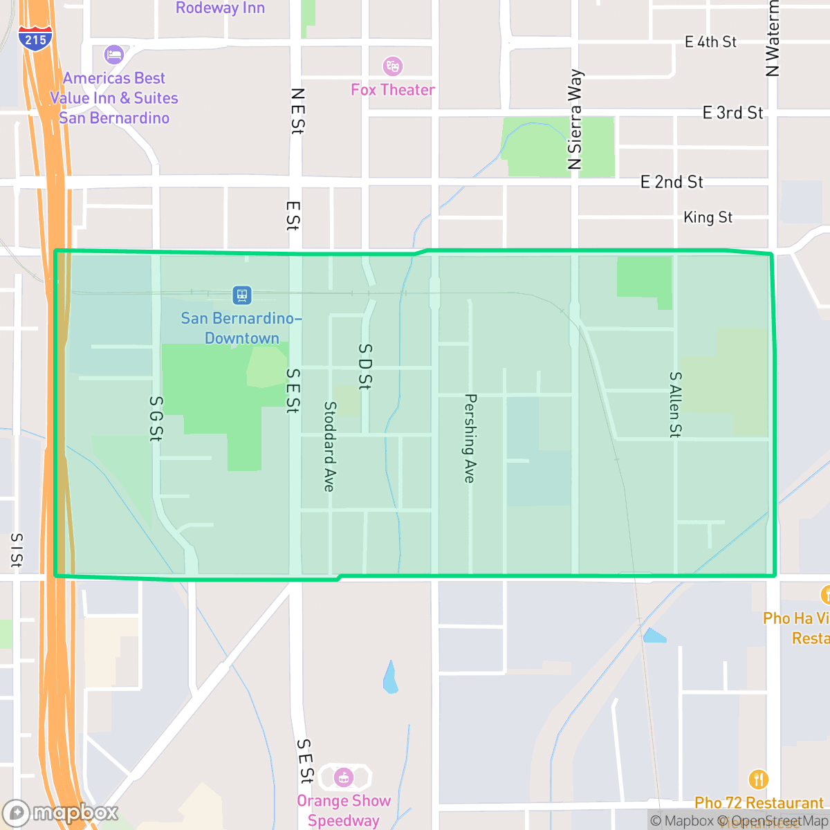 Map showing the location of Stadium West, San Bernardino, CA
