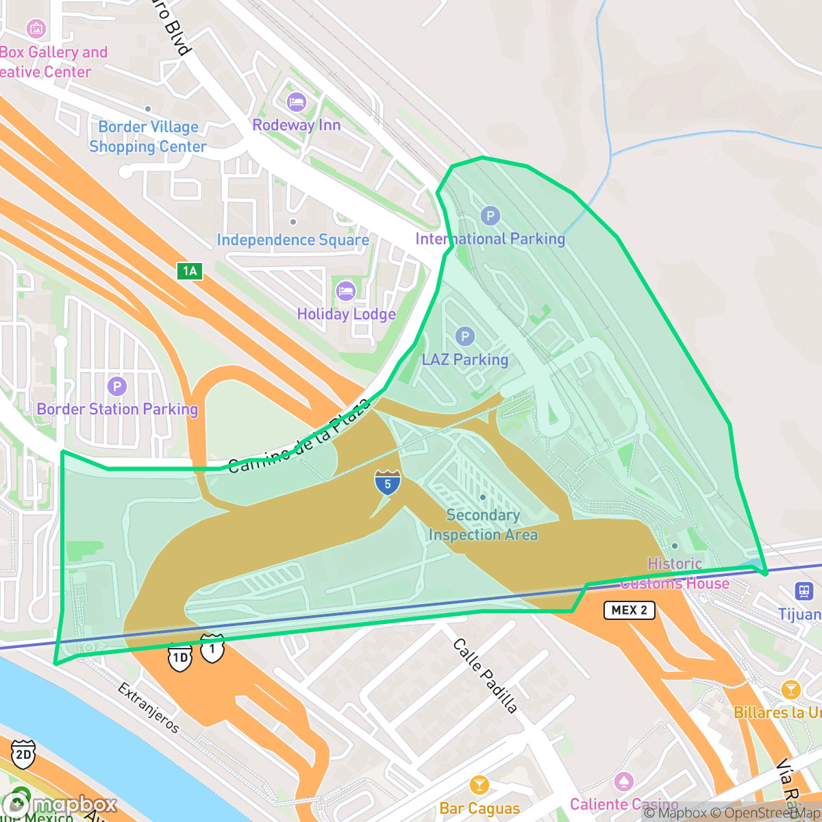 Map showing the location of Border, San Diego, CA