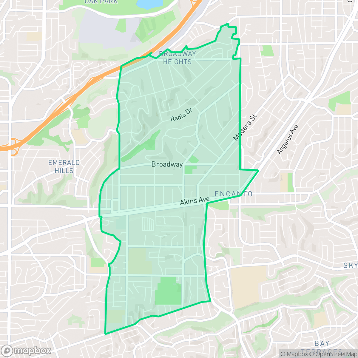 Map showing the location of Encanto, San Diego, CA