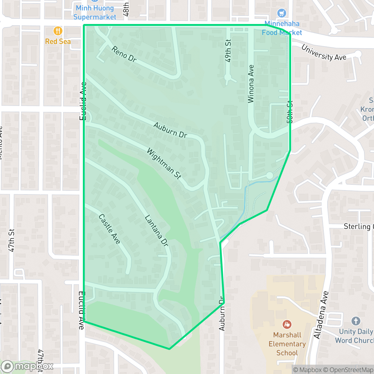Map showing the location of Fox Canyon, San Diego, CA