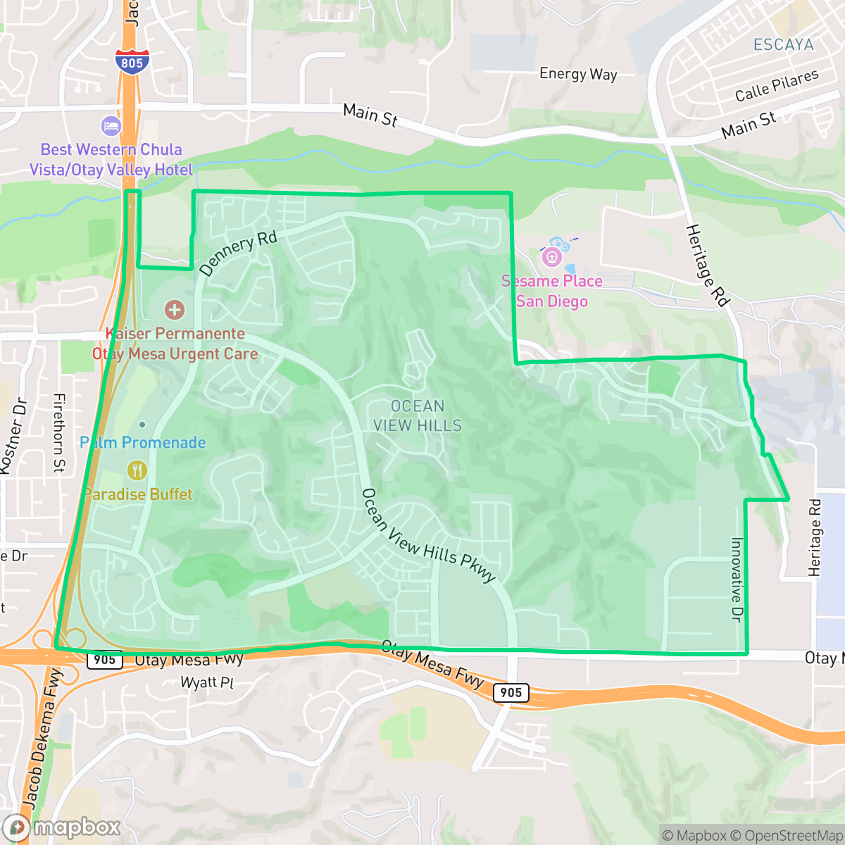 Map showing the location of Ocean Crest, San Diego, CA