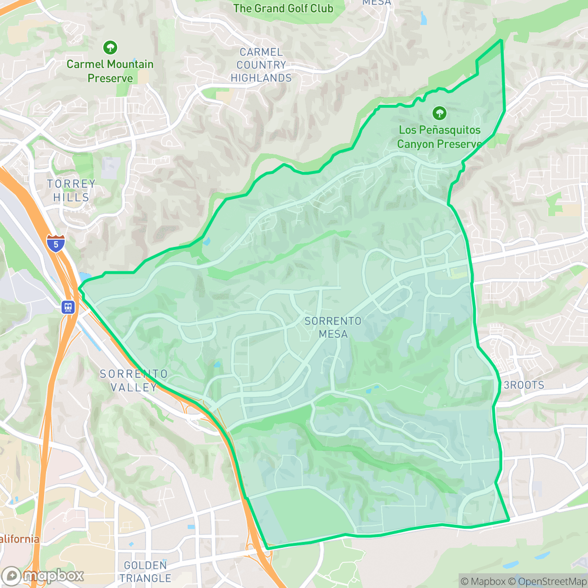 Map showing the location of Sorrento Valley, San Diego, CA