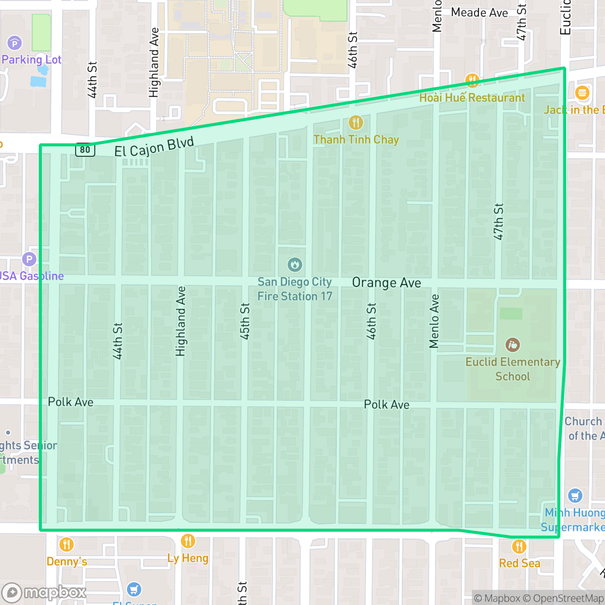 Map showing the location of Teralta East, San Diego, CA