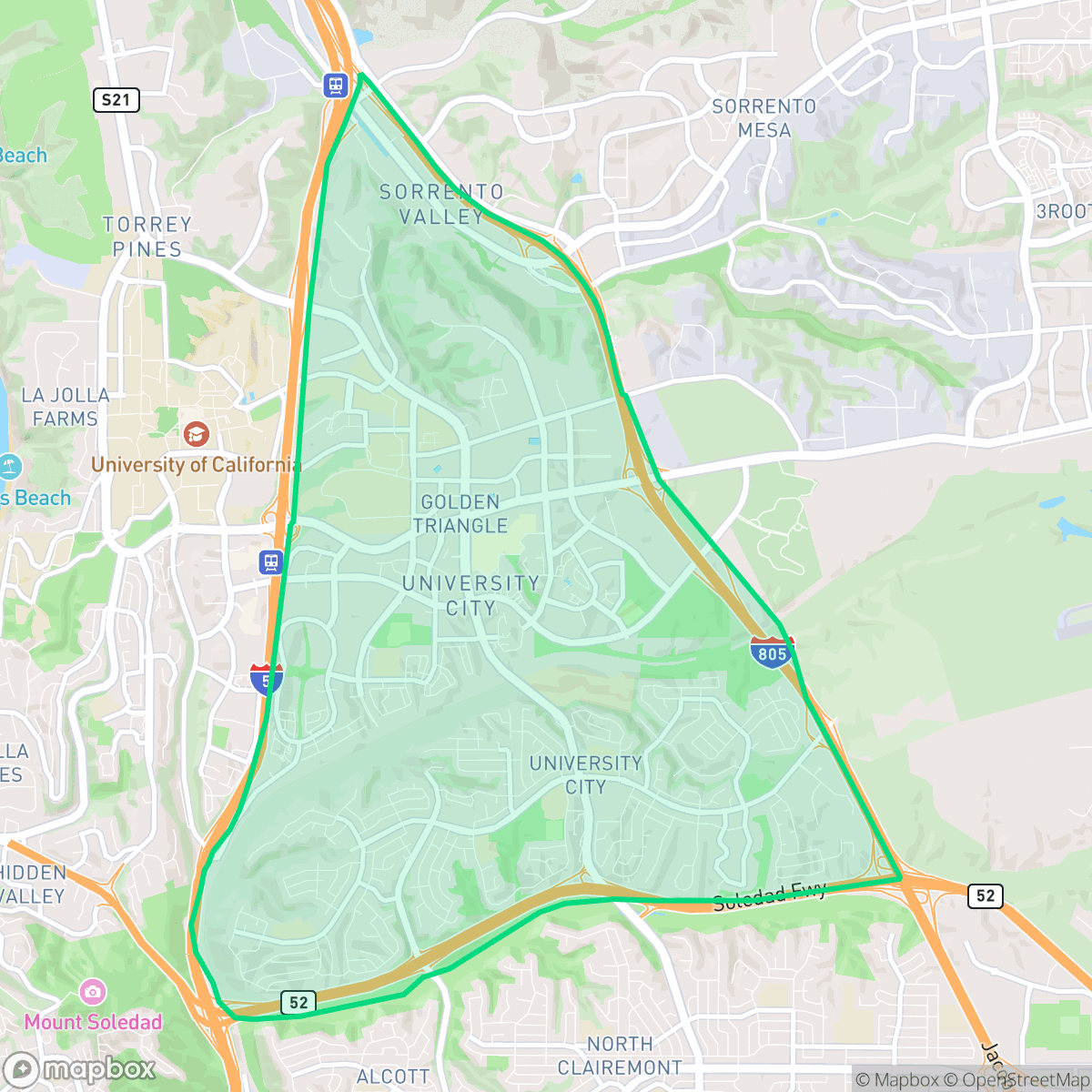 Map showing the location of University City, San Diego, CA